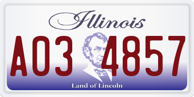 IL license plate A034857