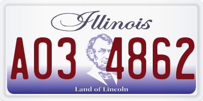 IL license plate A034862