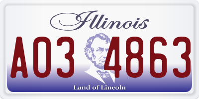 IL license plate A034863