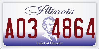 IL license plate A034864