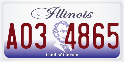 IL license plate A034865