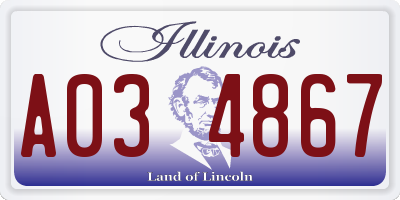 IL license plate A034867