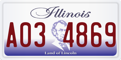 IL license plate A034869