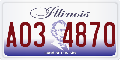 IL license plate A034870