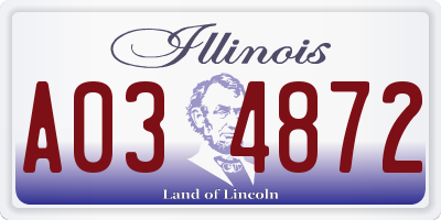 IL license plate A034872