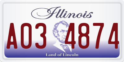 IL license plate A034874