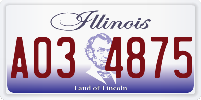 IL license plate A034875