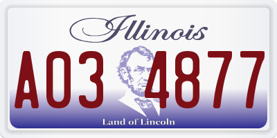 IL license plate A034877