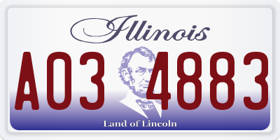 IL license plate A034883