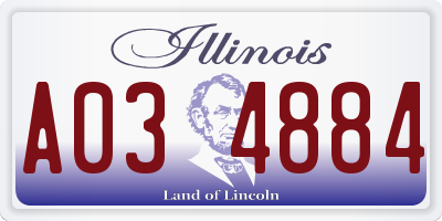 IL license plate A034884
