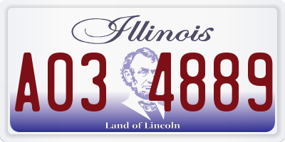 IL license plate A034889