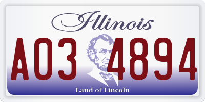 IL license plate A034894