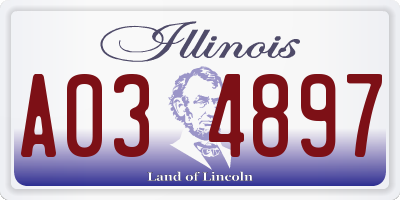 IL license plate A034897
