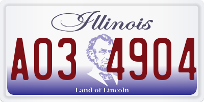 IL license plate A034904