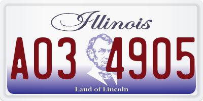 IL license plate A034905