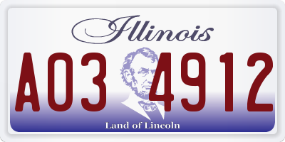 IL license plate A034912