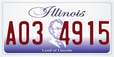 IL license plate A034915