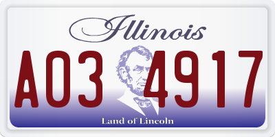 IL license plate A034917