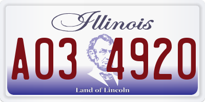 IL license plate A034920