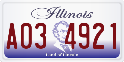 IL license plate A034921