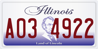 IL license plate A034922