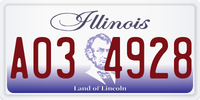 IL license plate A034928