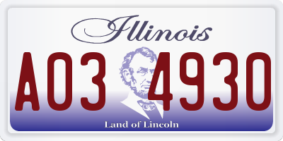 IL license plate A034930