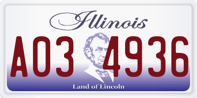 IL license plate A034936