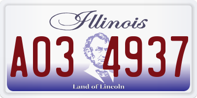 IL license plate A034937