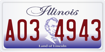IL license plate A034943