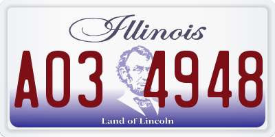 IL license plate A034948
