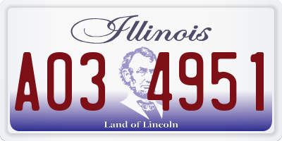 IL license plate A034951