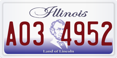 IL license plate A034952