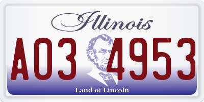IL license plate A034953