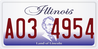 IL license plate A034954