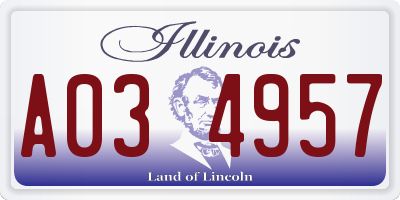 IL license plate A034957