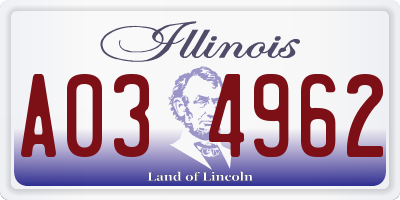 IL license plate A034962