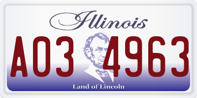 IL license plate A034963