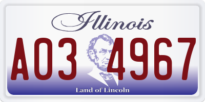 IL license plate A034967