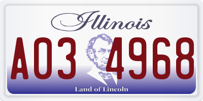 IL license plate A034968