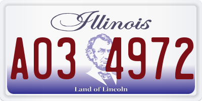 IL license plate A034972