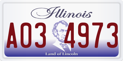 IL license plate A034973