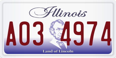 IL license plate A034974