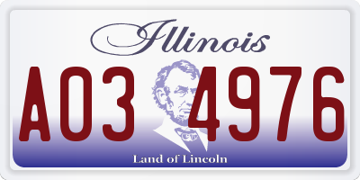 IL license plate A034976