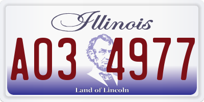 IL license plate A034977