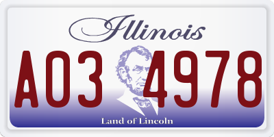 IL license plate A034978