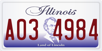 IL license plate A034984