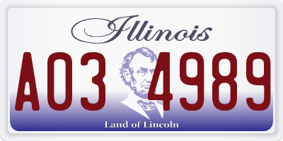IL license plate A034989