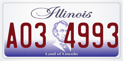 IL license plate A034993