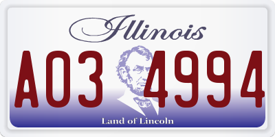 IL license plate A034994